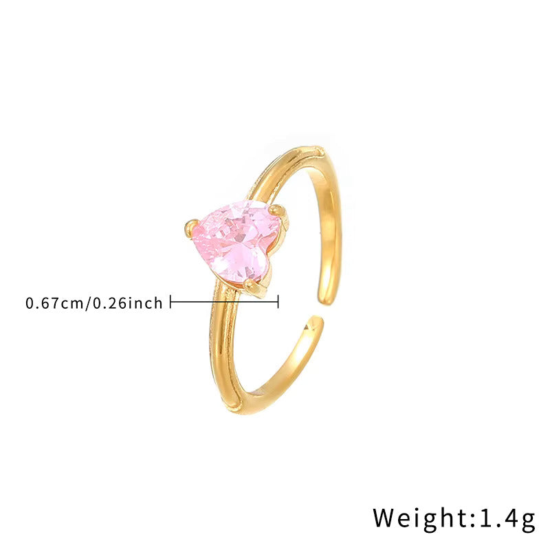 Love Heart Shaped Zircon Ring