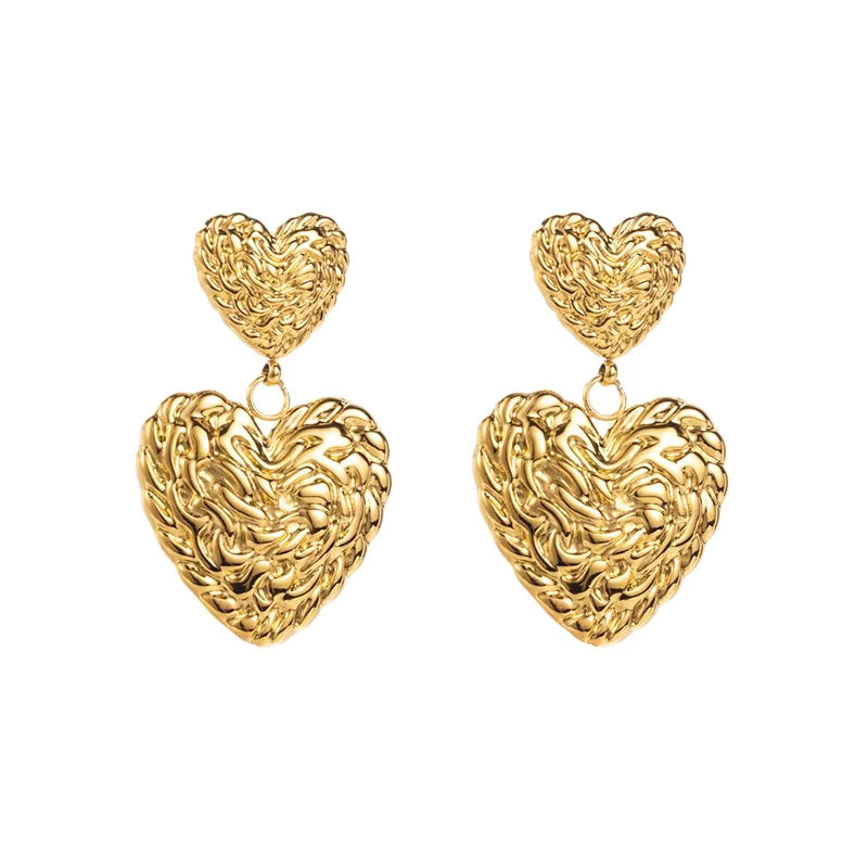 Gold Pearl Rhinestone Heart earring