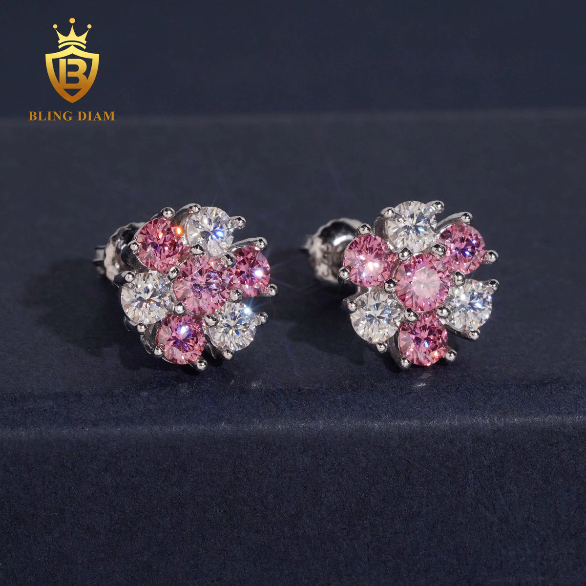 D Color VVS Moissanite Flower Stud Earrings