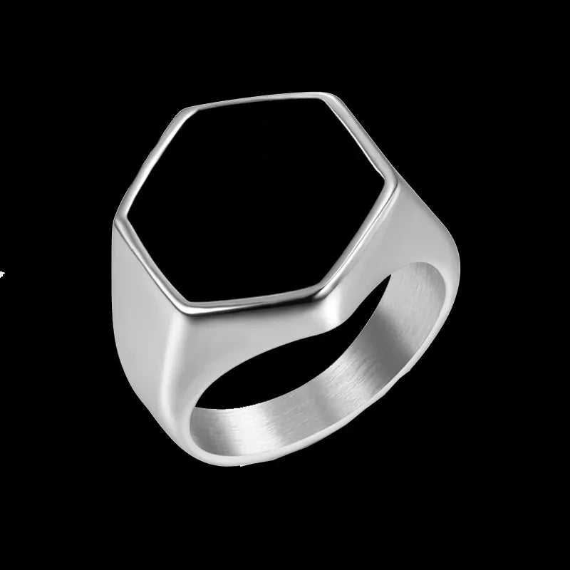 Smooth Black Signet Rings