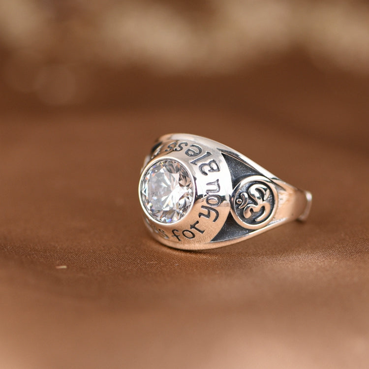 Letter Inlaid Zircon Adjustable Ring