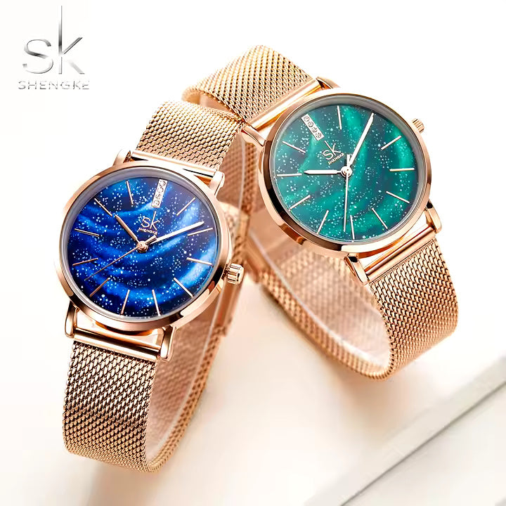 Green and Gold Starry Sky Watch