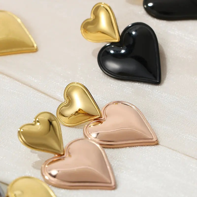Two-tone Heart Earrings