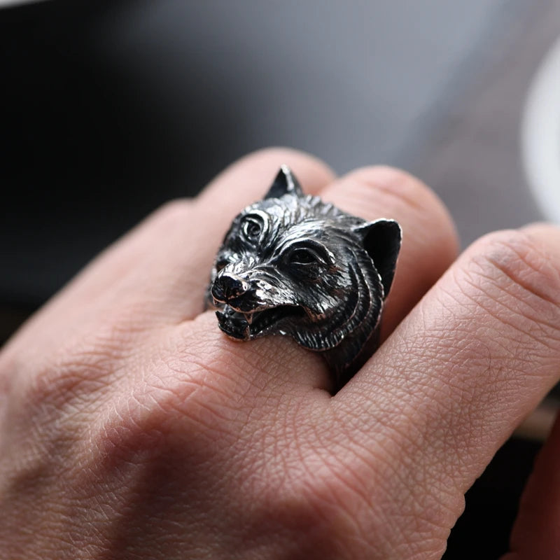 Oxidized Wolf Ring