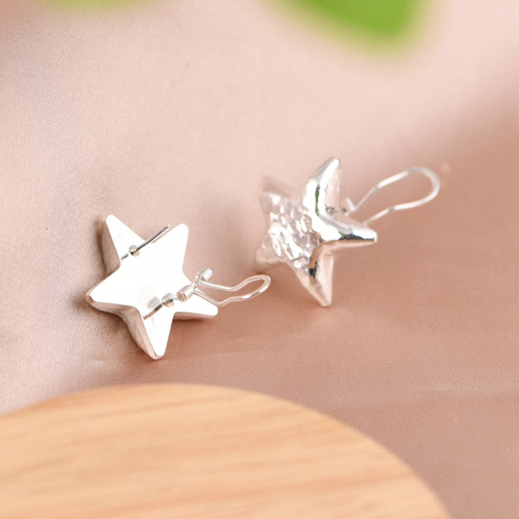 Concave Raised Face Star Cuff Earrings