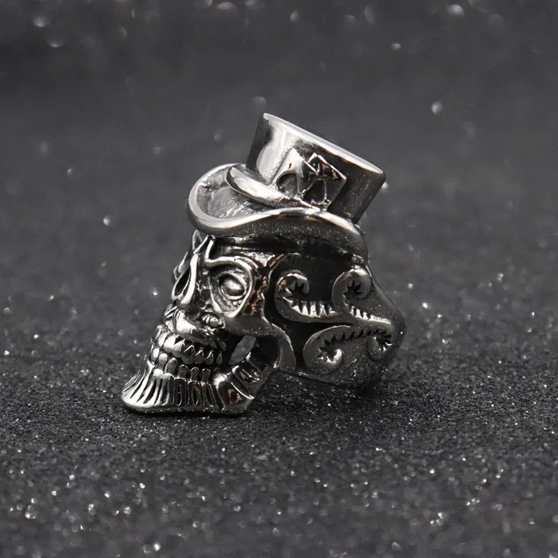 Silver Skull Hat Ring