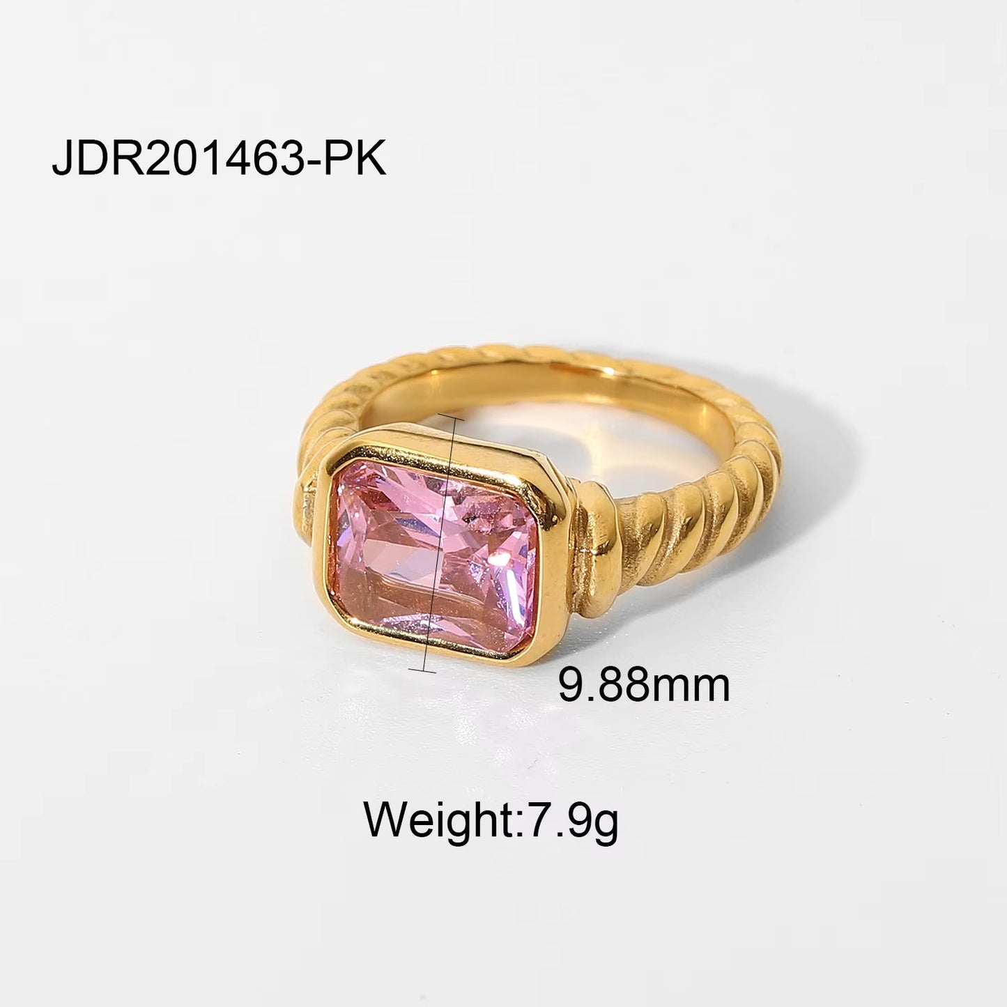Inlaid Pink Stone Finger Rings