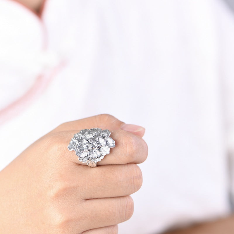 Floral Peony Flowers Ring