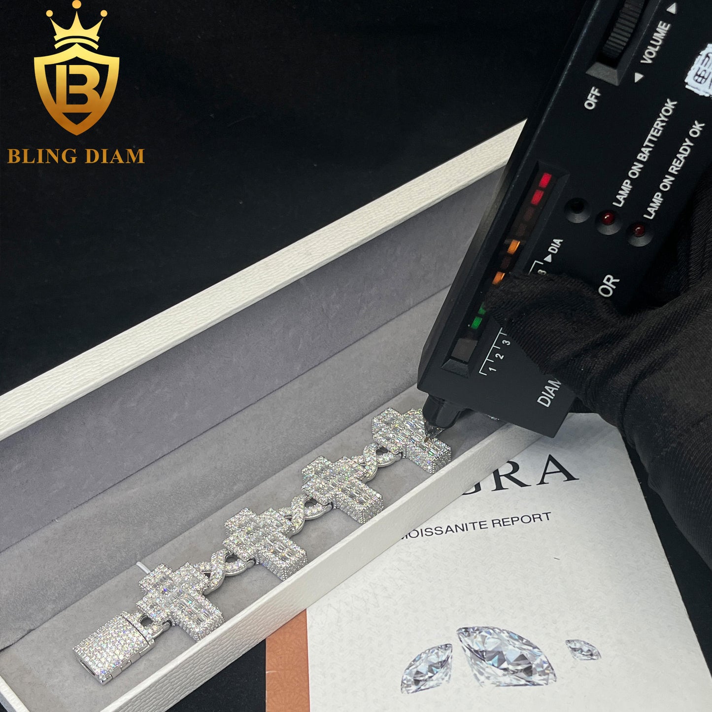 Cross Cuban Link Moissanite Bracelet