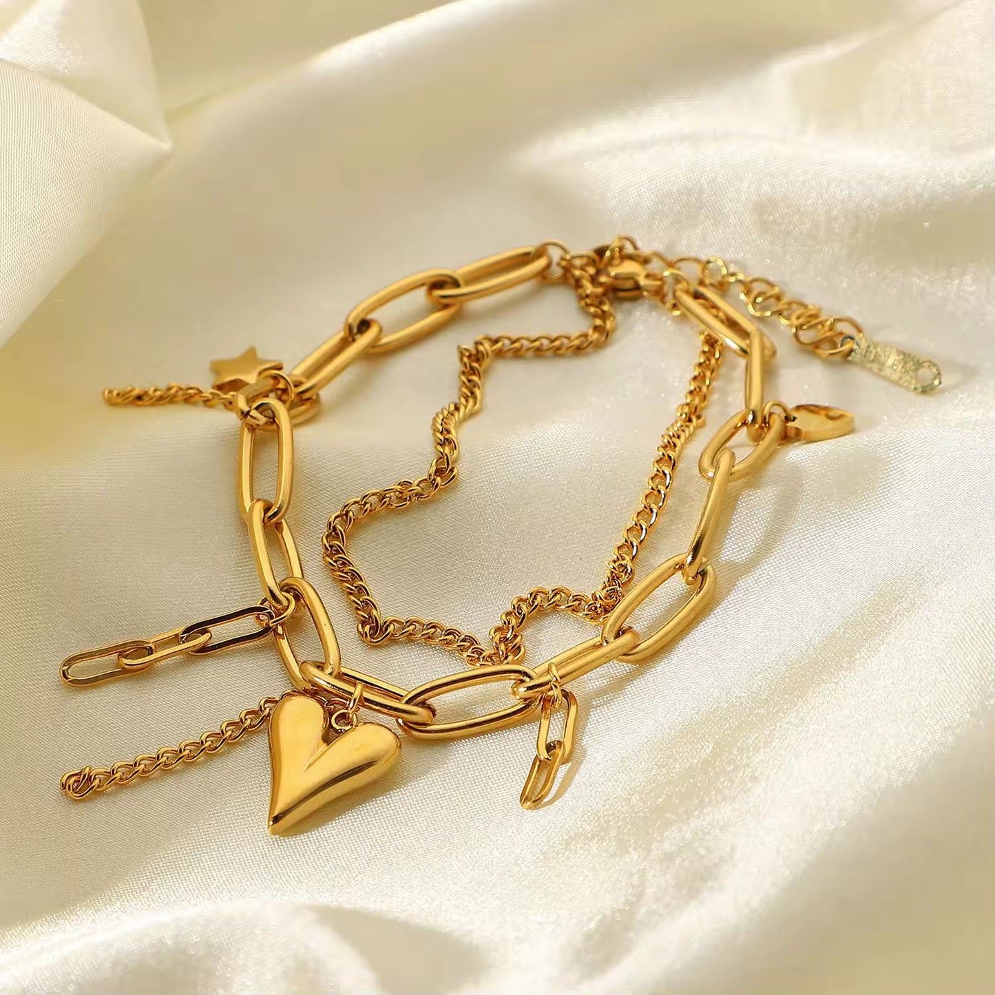 Heart Star Pendant Bracelet