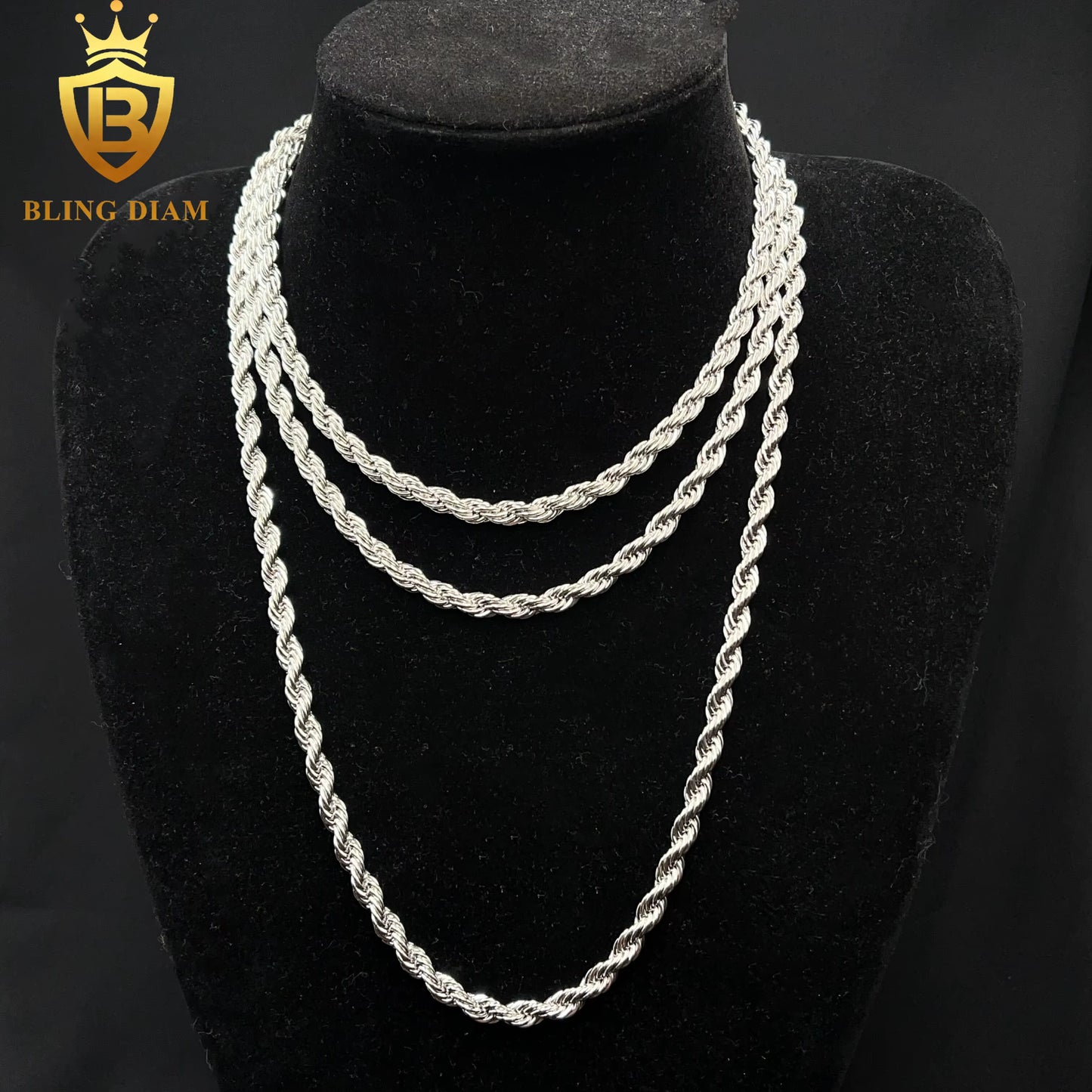 Moissanite Rope Chain | 6mm VVS | Sterling Silver