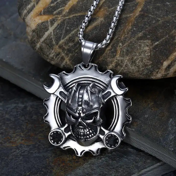 Punk Skull Wrench Pendant