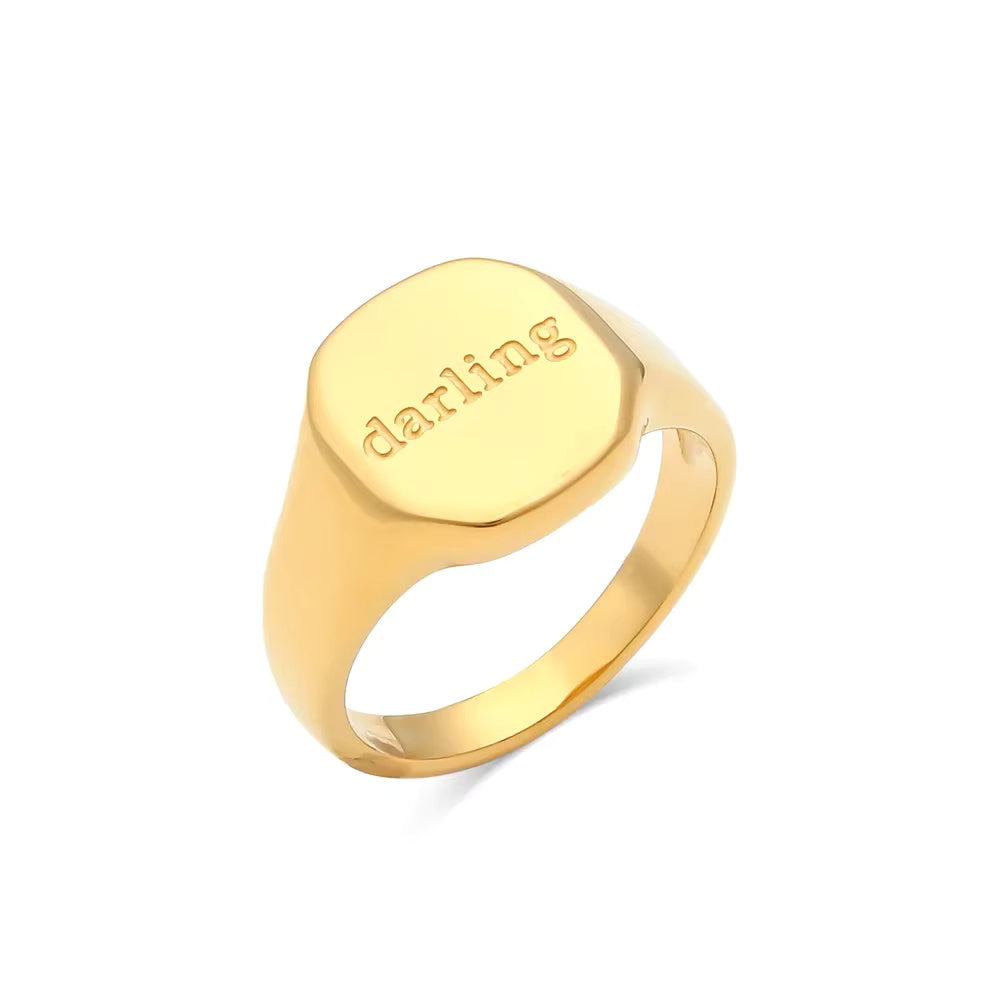 Gold Script Ring