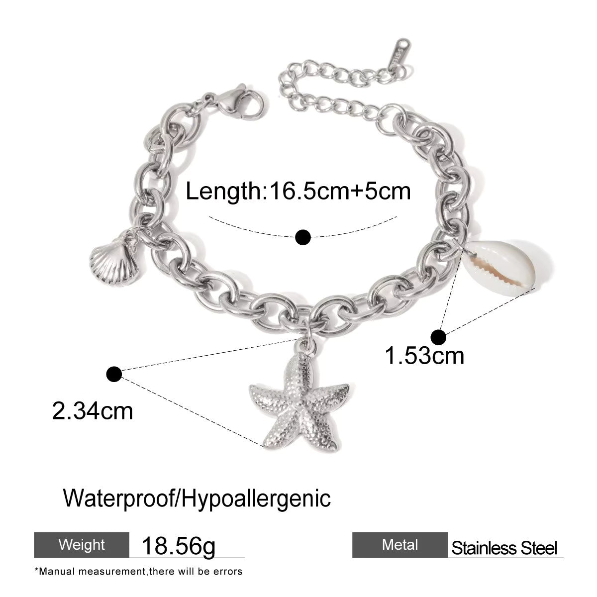 Seashell Starfish Link Chain Pendant Bracelets