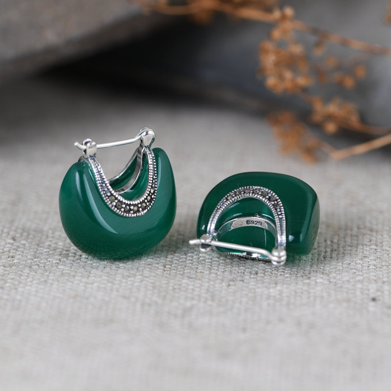 Inlaid with Synthetic Opal Earrings