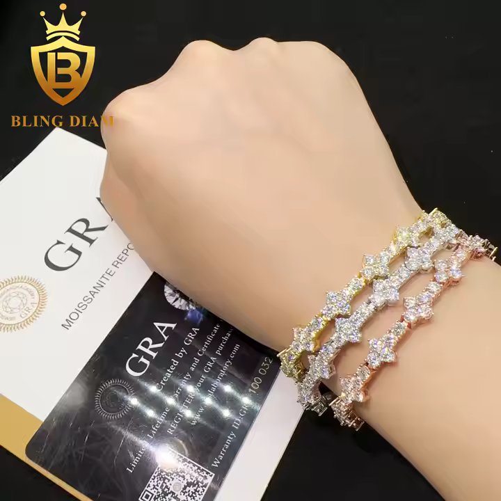 Moissanite Cross Bracelet