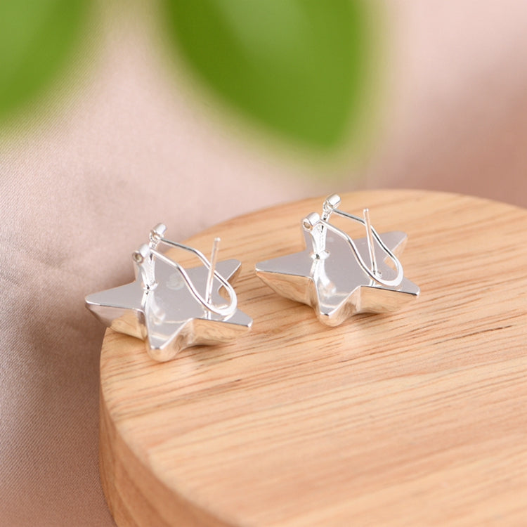 Concave Raised Face Star Cuff Earrings