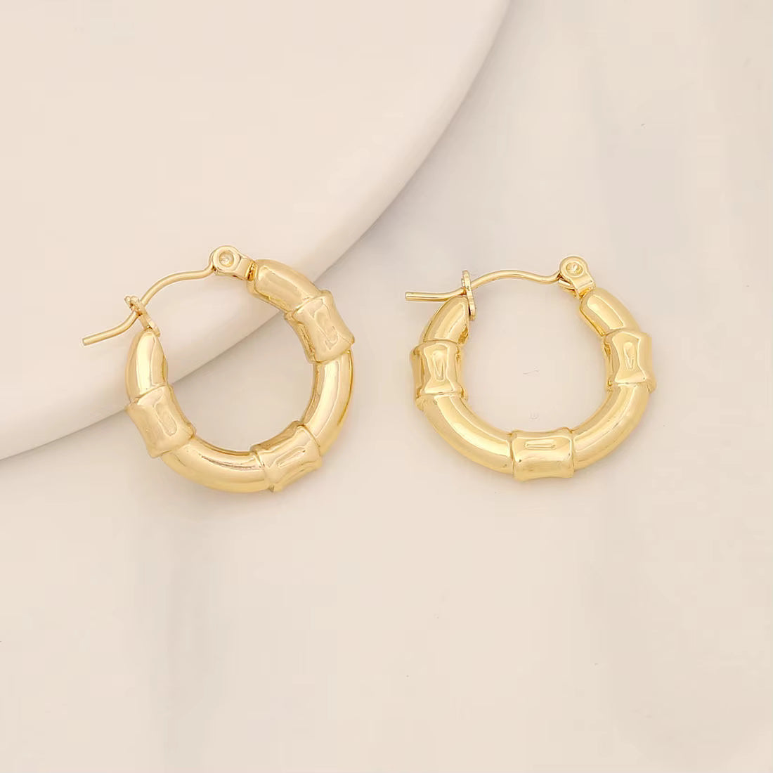 Tarnish Geometric Stud Huggie Hoop Earrings