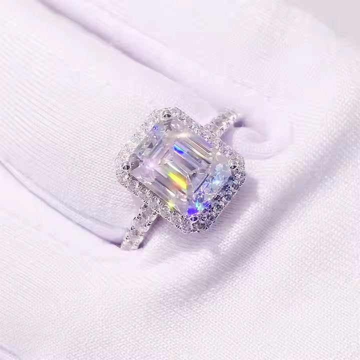 Emerald-cut Moissanite Ring