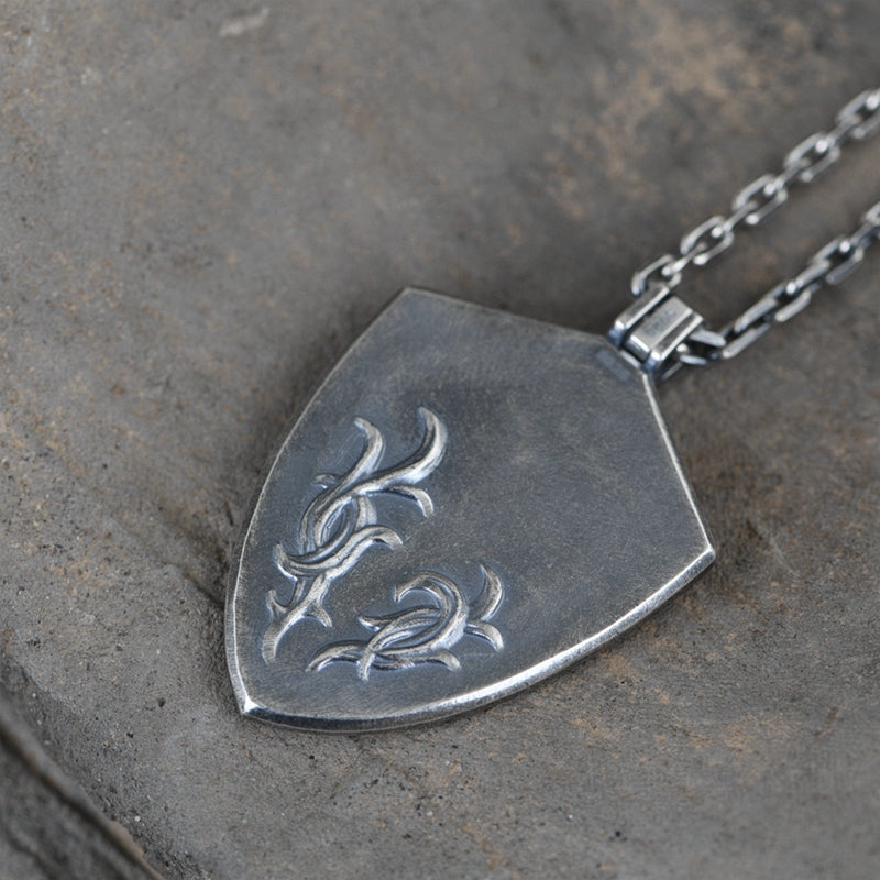 Shield Silver Sword Necklace