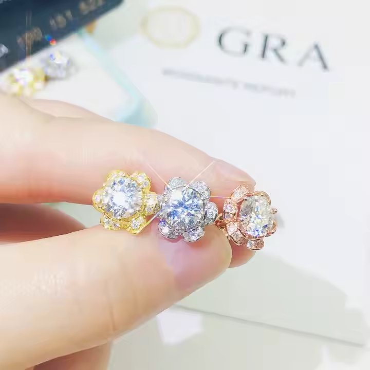 Moissanite Flower Earrings