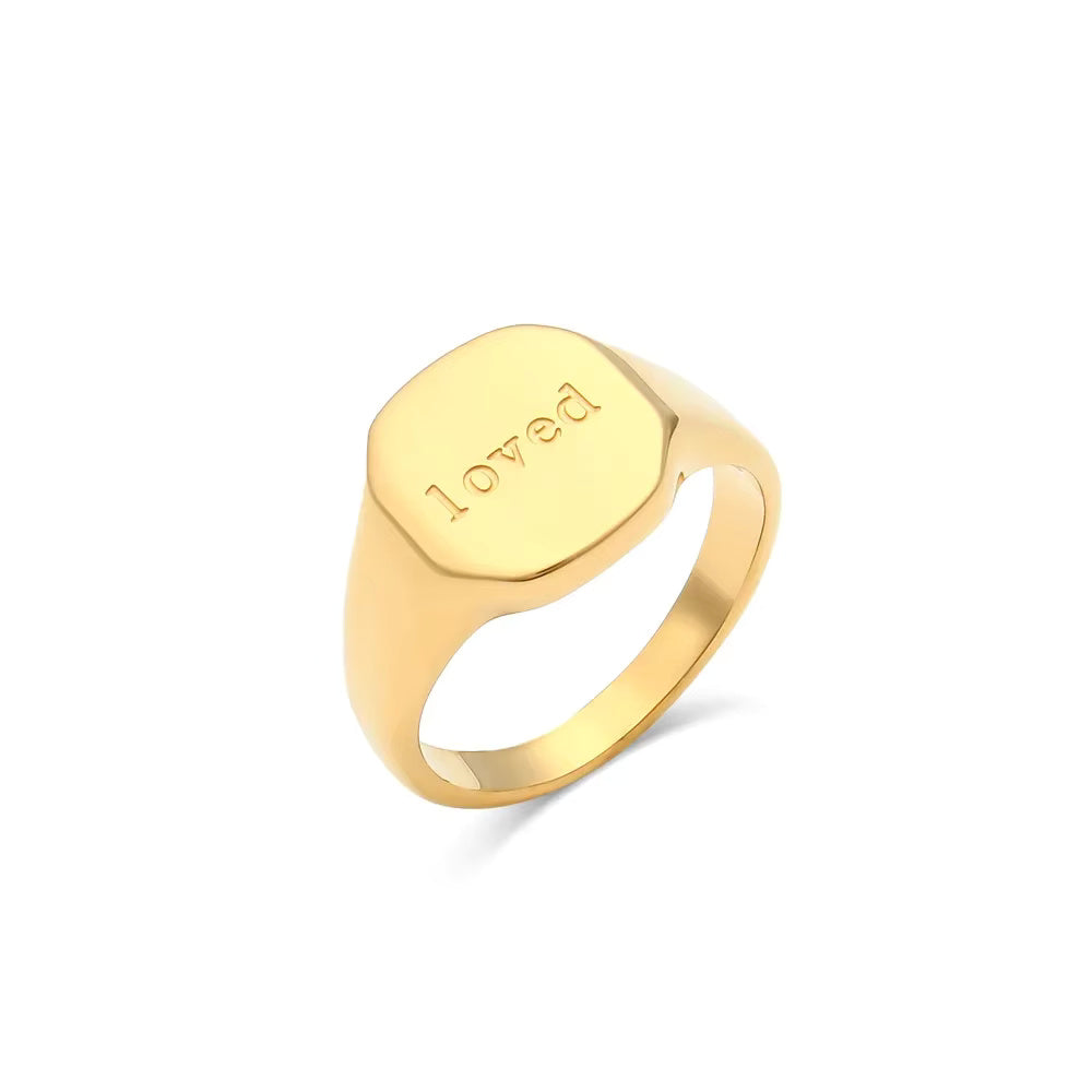 Gold Script Ring