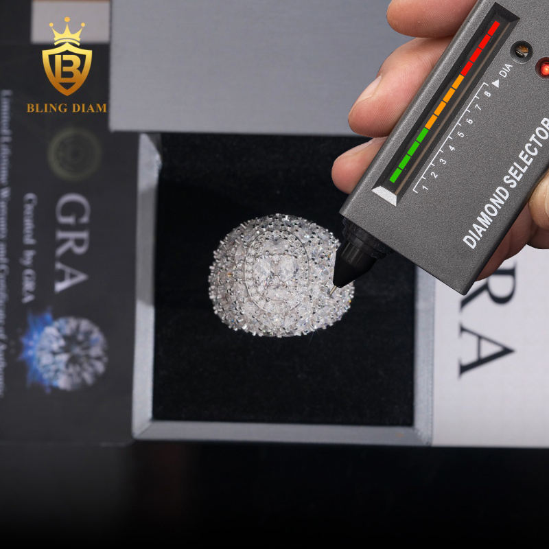 Iced-out moissanite ring