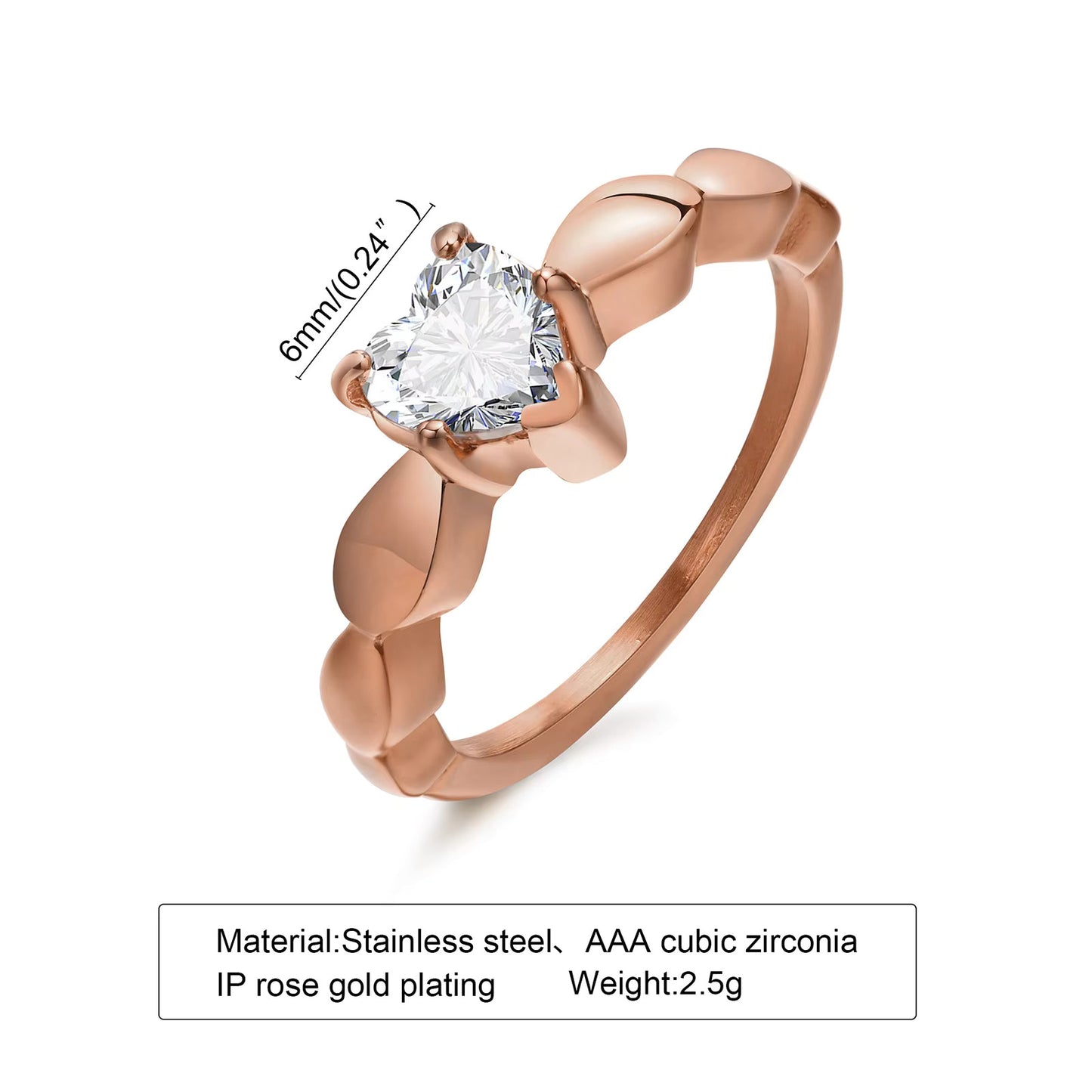 Heart Cubic Zirconia Jewelry Rings