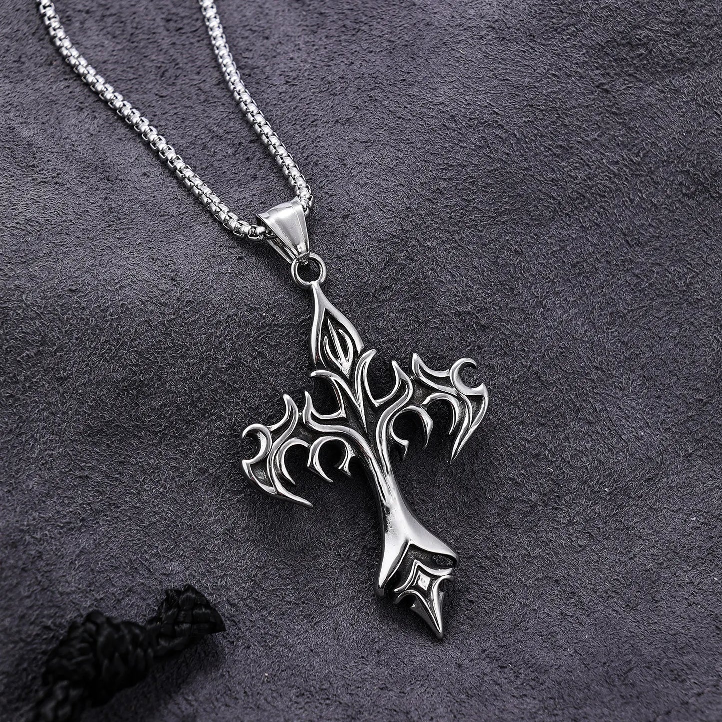 Gothic Flame Cross Pendant