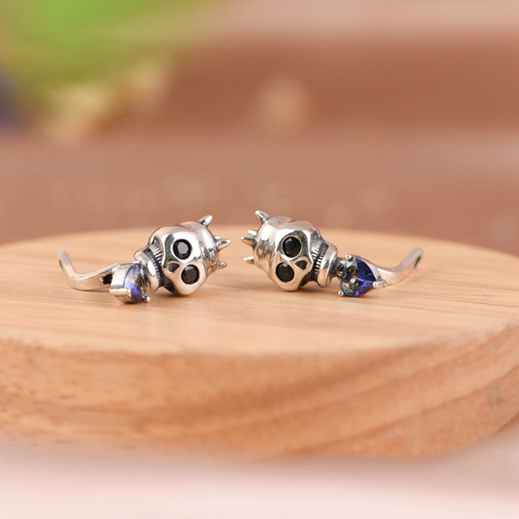Heart Shaped Zircon Skull Head Stud Earrings