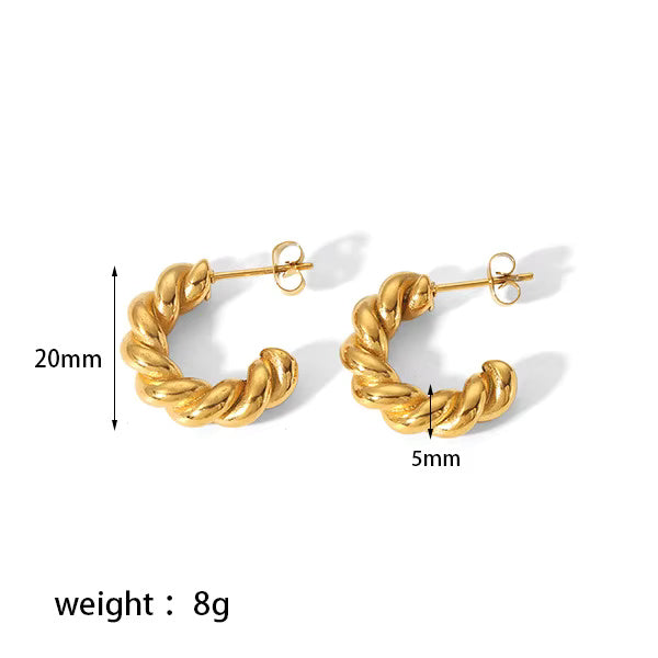 Chunky C-type Hoop Earrings