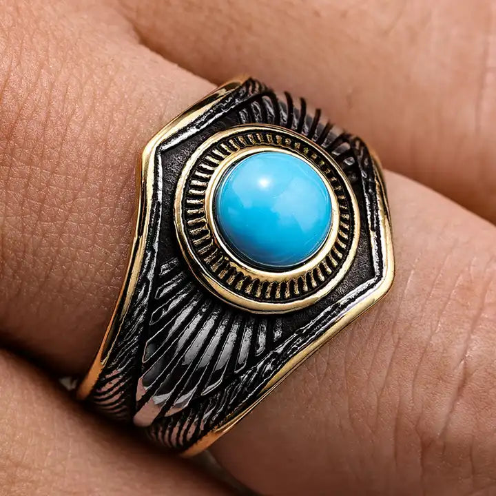Turquoise Steel Ring