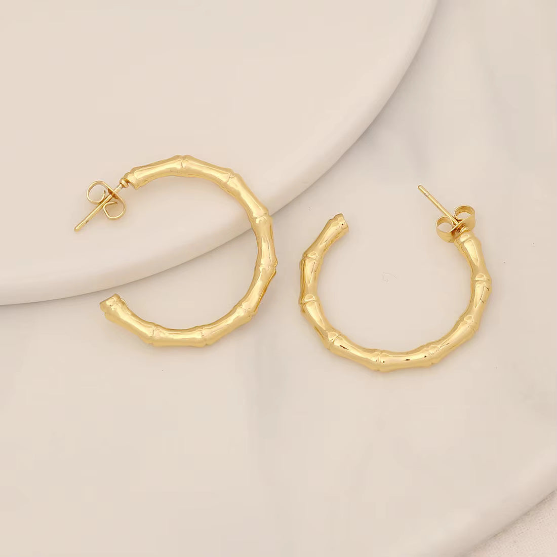 Tarnish Geometric Stud Huggie Hoop Earrings