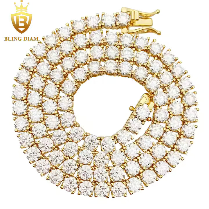 Signature Tennis Chain - 3-4mm VVS Moissanite, Gold Plated & Sterling Silver