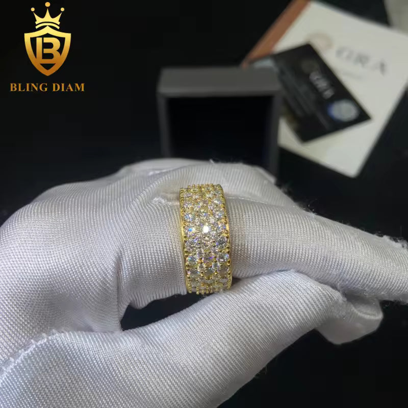 Iced-out men’s moissanite ring