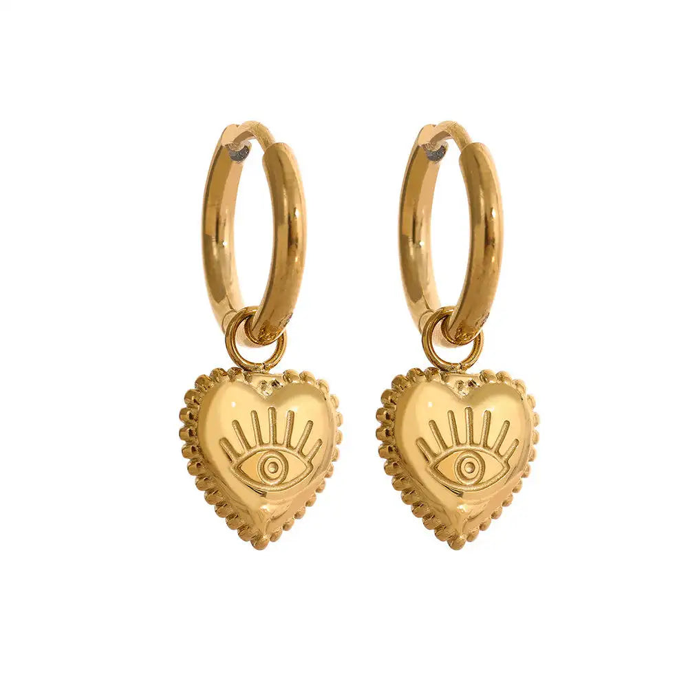 Heart And Eye Earrings