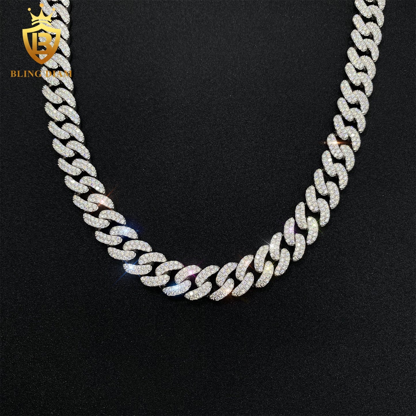 12mm 925 sterling silver moissanite chain