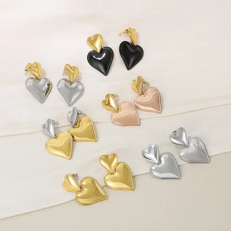 Two-tone Heart Earrings