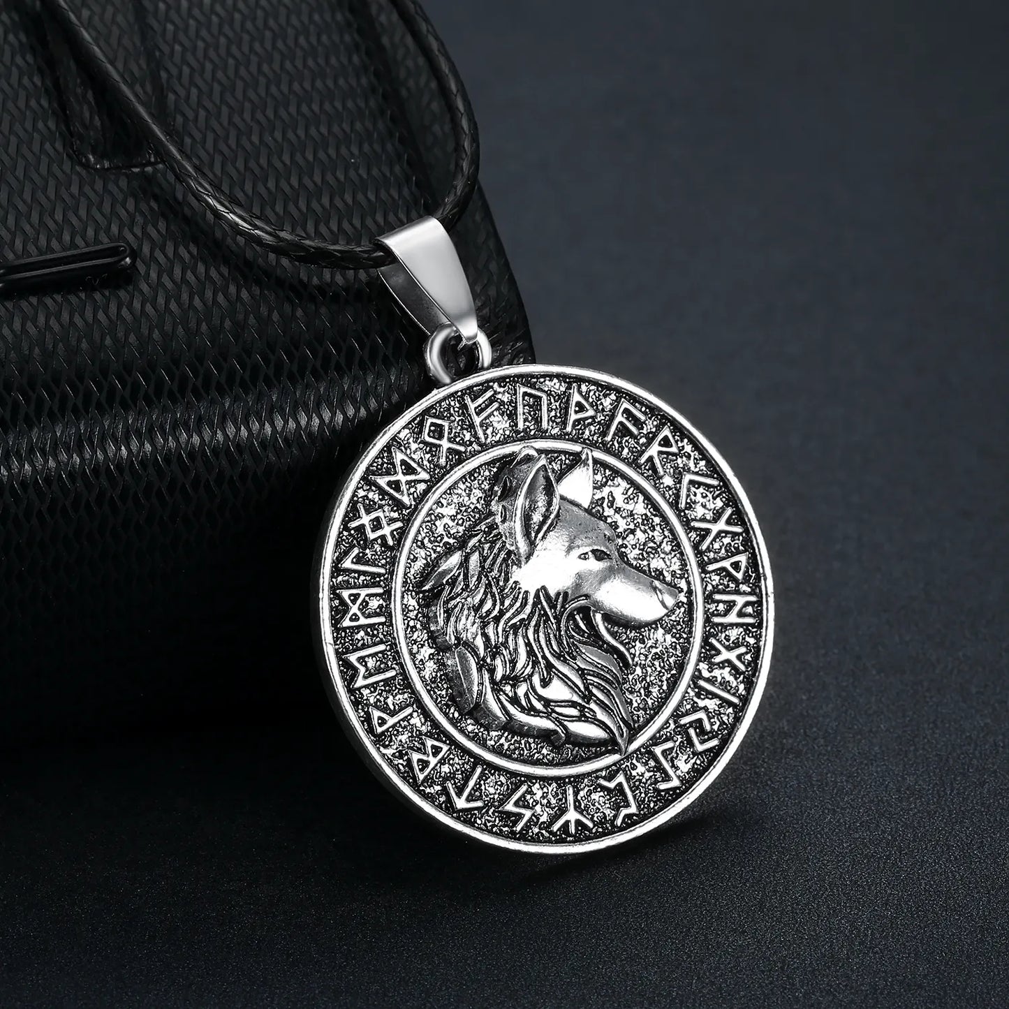 Nordic Wolf Rune Pendant