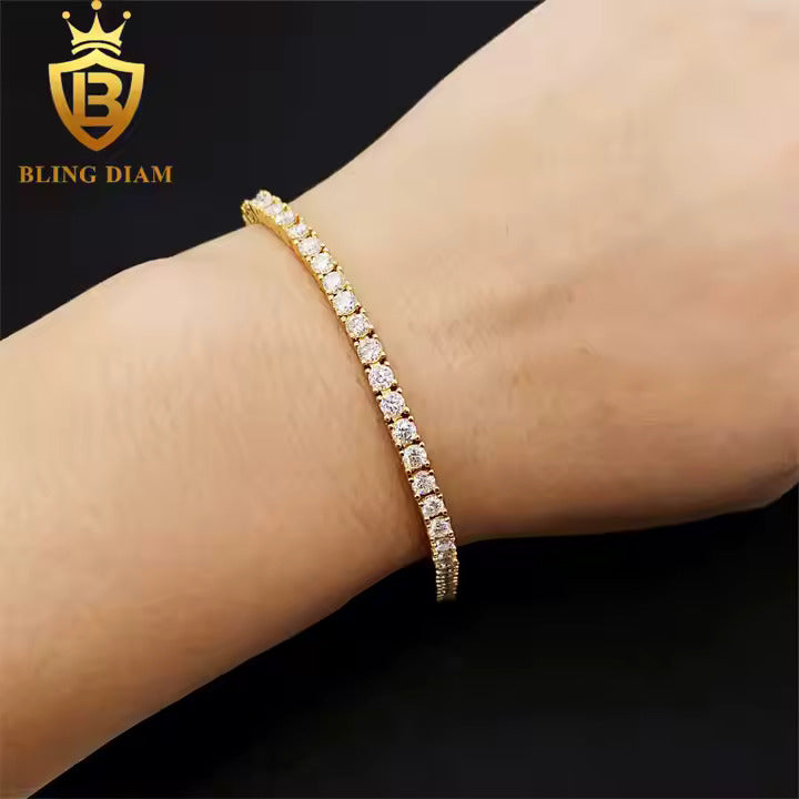 Signature Tennis Bracelet - 3mm VVS Moissanite, Gold Plated Sterling Silver