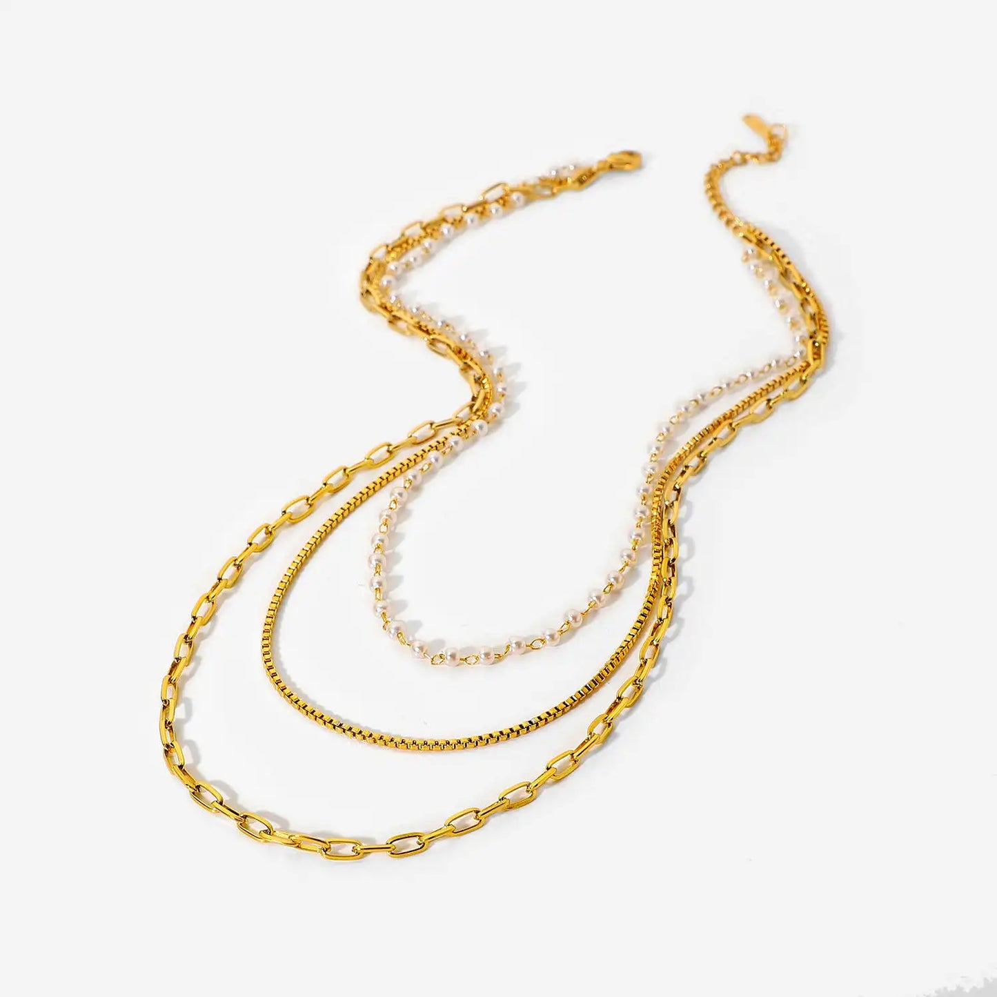 Layered Pearl Chain Necklace