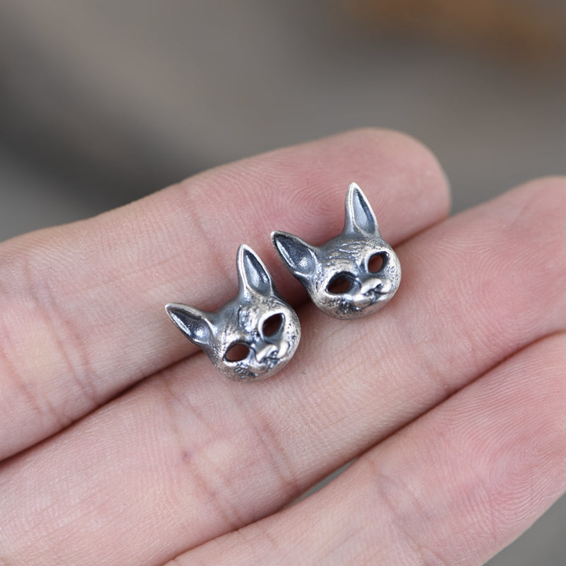 Cat Head Stud Earrings