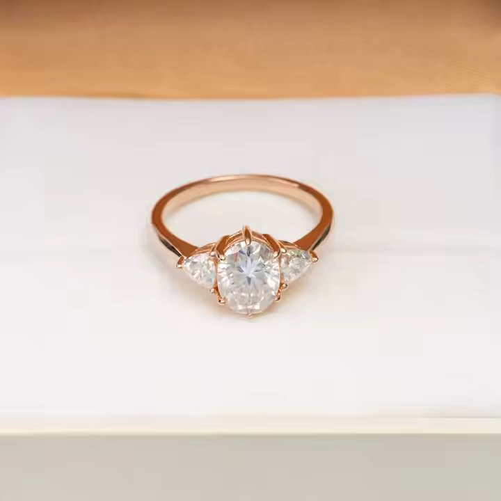 Three-Stone VVS Moissanite Engagement Ring - 925 Silver