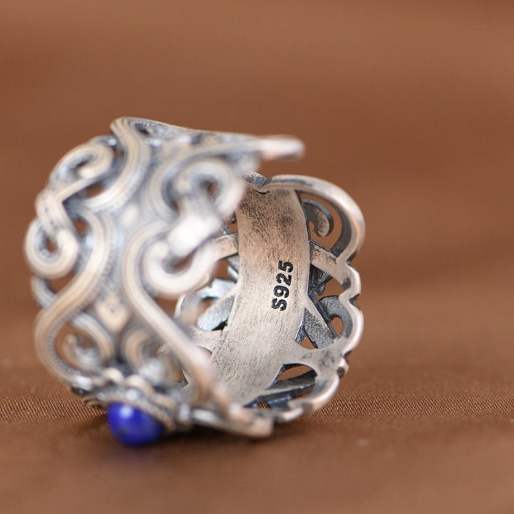 Lapis Lazuli Flower Ring