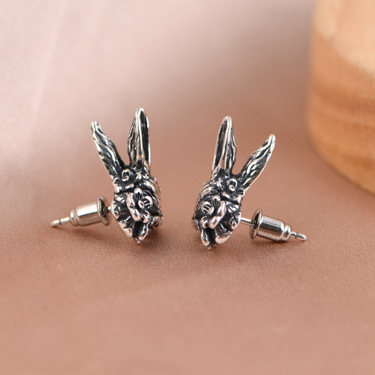 Flower Rabbit Stud Earrings