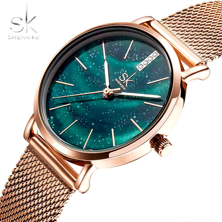 Green and Gold Starry Sky Watch