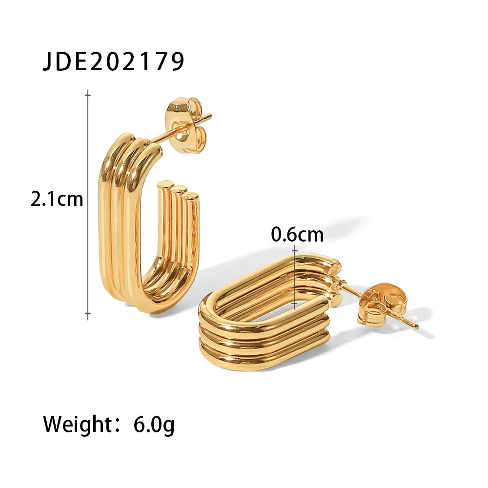 U-shaped Three Layer Stud Earrings
