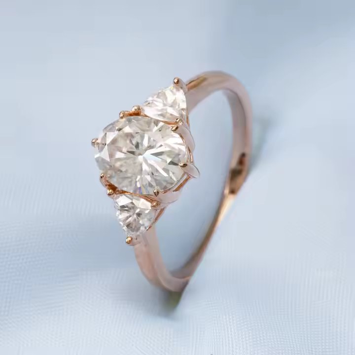 Three-Stone VVS Moissanite Engagement Ring - 925 Silver