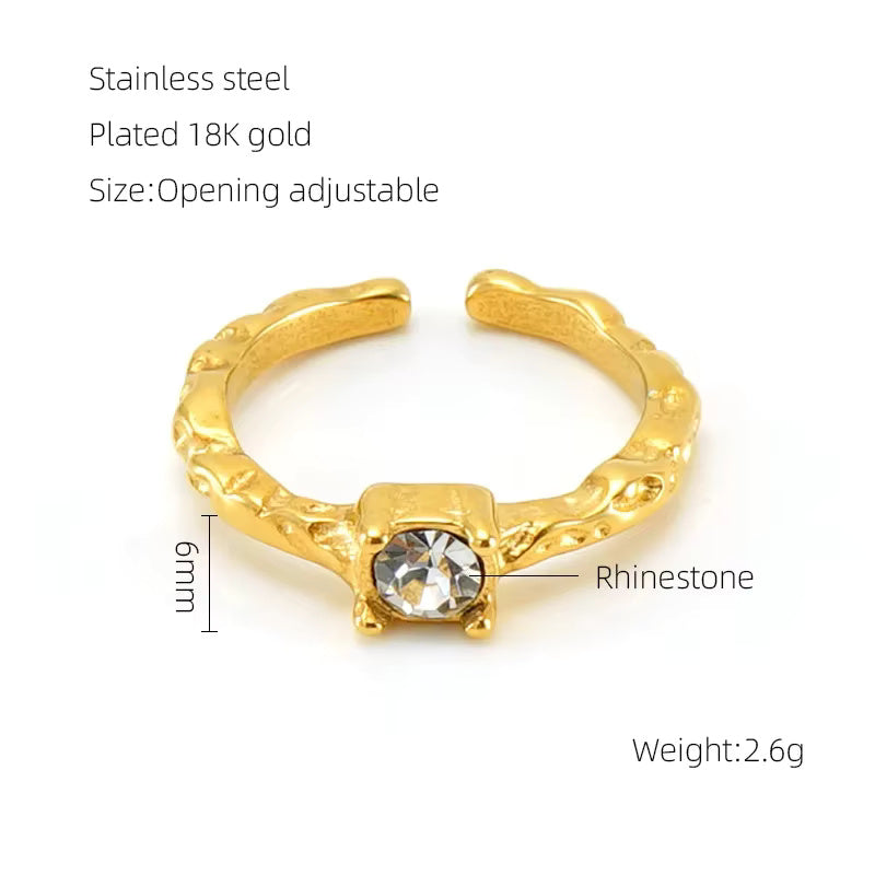 Irregular Surface Colorful Moonstone Ring