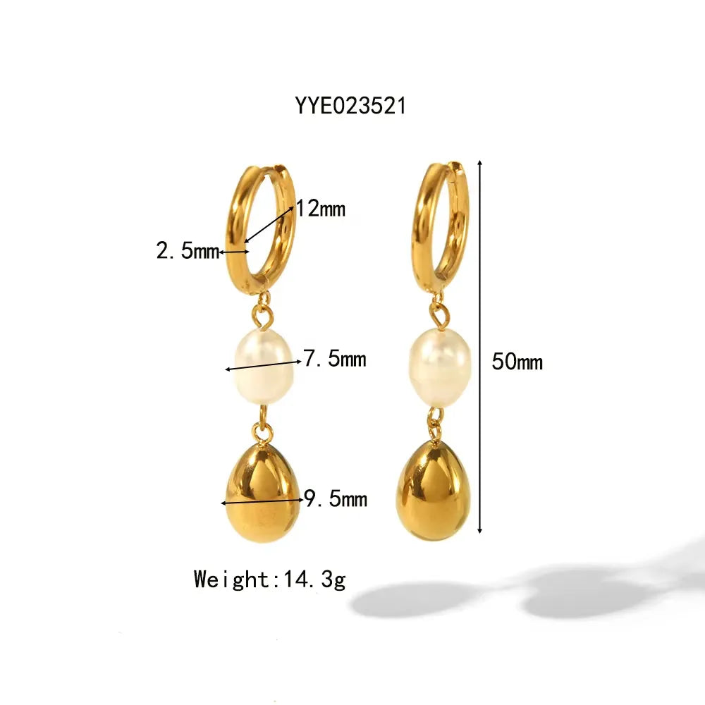 Pearl Water Drop Pendant Hoop Earring